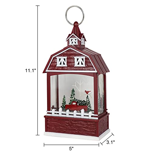 Image of Eldnacele Red Truck Musical Snow Globe Lantern with 6H Timer