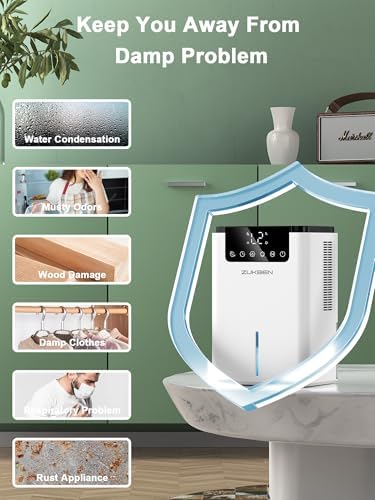 Dehumidifier,75 OZ Quiet Dehumidifier,Dehumidifiers for Home Bathroom Bedroom Basement RV with 12H Timer,Auto Shut Off,7 Colors LED Light,Sleep Modes (2200ML) - 4