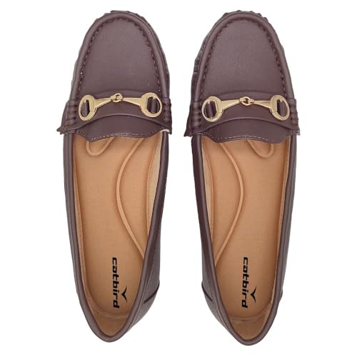 Image of CatBird Women's Metal Detail Slip-On Loafers | Cushioned Comfort Flats | Lightweight Office & Casual Shoes | Anti-Slip Sole Footwear