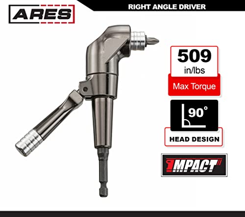 Ares 70790 - Right Angle Driver - Max Torque Of 504 In/Lbs - For Use With 18 Volt Or 2,000 Rpm Drills - Features Quick Release - Easily Swap Out 1/4-Inch Drive Bits #TOP1