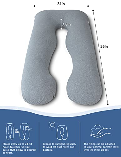 AngQi Pregnancy Pillows Cooling for Sleeping - Maternity Body Pillow for Pregnant Women - with Cool Jersey Cover