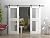 VDOMDOORS Modern Double Barn Door 72 x 84 inches with Opaque Glass 4 Lites/Mela 7222 White Silk / 13FT Rail Track Set/Solid Panel Interior Doors