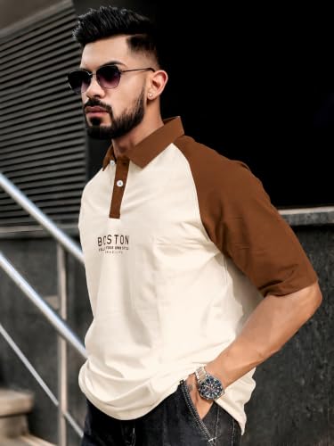 Image of Maniac || Mens || Printed ||Raglan Polo Neck || 3 /4th Sleeve || Cotton ||Oversized ||Polo T-Shirt