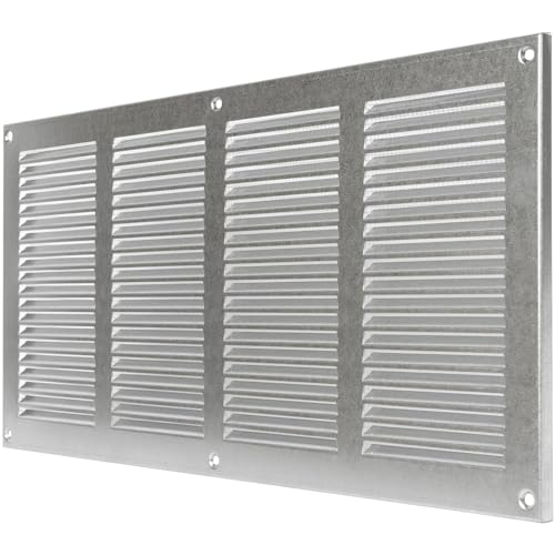 Image of Repa Market Air Vent Cover 16x8 Inch (Outer Dimensions) Galvanized Steel Louvered Grill Cover with Mesh Screen Wall or Ceiling Vent HVAC Register for Indoor and Outdoor Ventilation