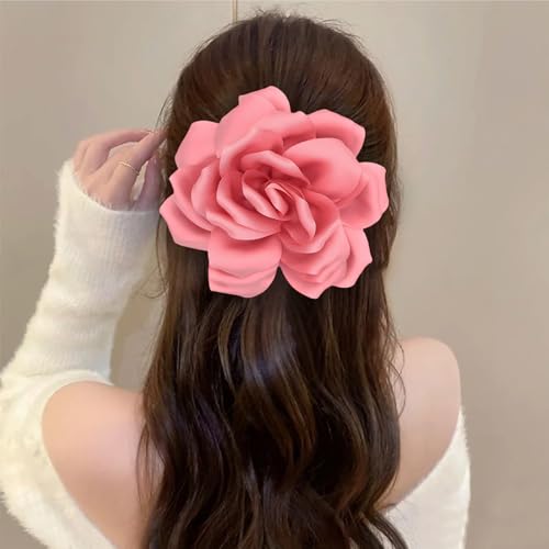 Image of Flower Brooch Pins for Women 5.5in Lapel Pins Large Rose Floral Brooches Dainty Satin Fabric Brooches Rose Flower Hair Clips Wedding Party Dance Clothes Accessories Jewelry