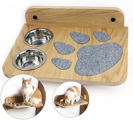 ANAIZA Wall-Mounted Cat Furniture Set – Wooden Cat Climbing Shelves, Hammock Bridge, Perch, Scratcher & Feeder – Interactive Wall Playground for Indoor Cats (Wall Furniture Set) 4