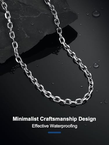 Stainless Steel Chain for Men,Silver/Black/Gold Plated Rolo Cable Chains Necklace Mens 5mm/7mm/9mm/12mm Width,18"-30" Hip Hop Accessories Jewelry Gifts for Father's Day Valentine's Day Christmas4