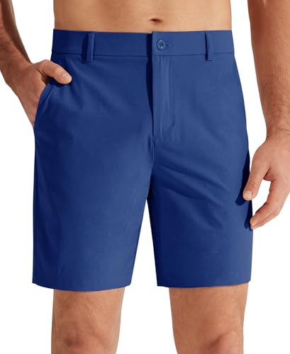 Libin Men's Golf Shorts 7" Work Dress Shorts Casual Flat Front Hybrid Short Lightweight Quick Dry Water Resistant, Royal Blue, Size 33