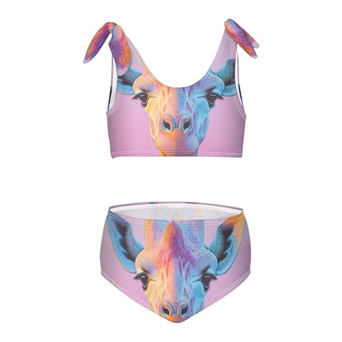 Pastel Color Giraffe Pink Girls Bikini Sets 2 Piece Swimsuits Bathing Suit Swimwear
