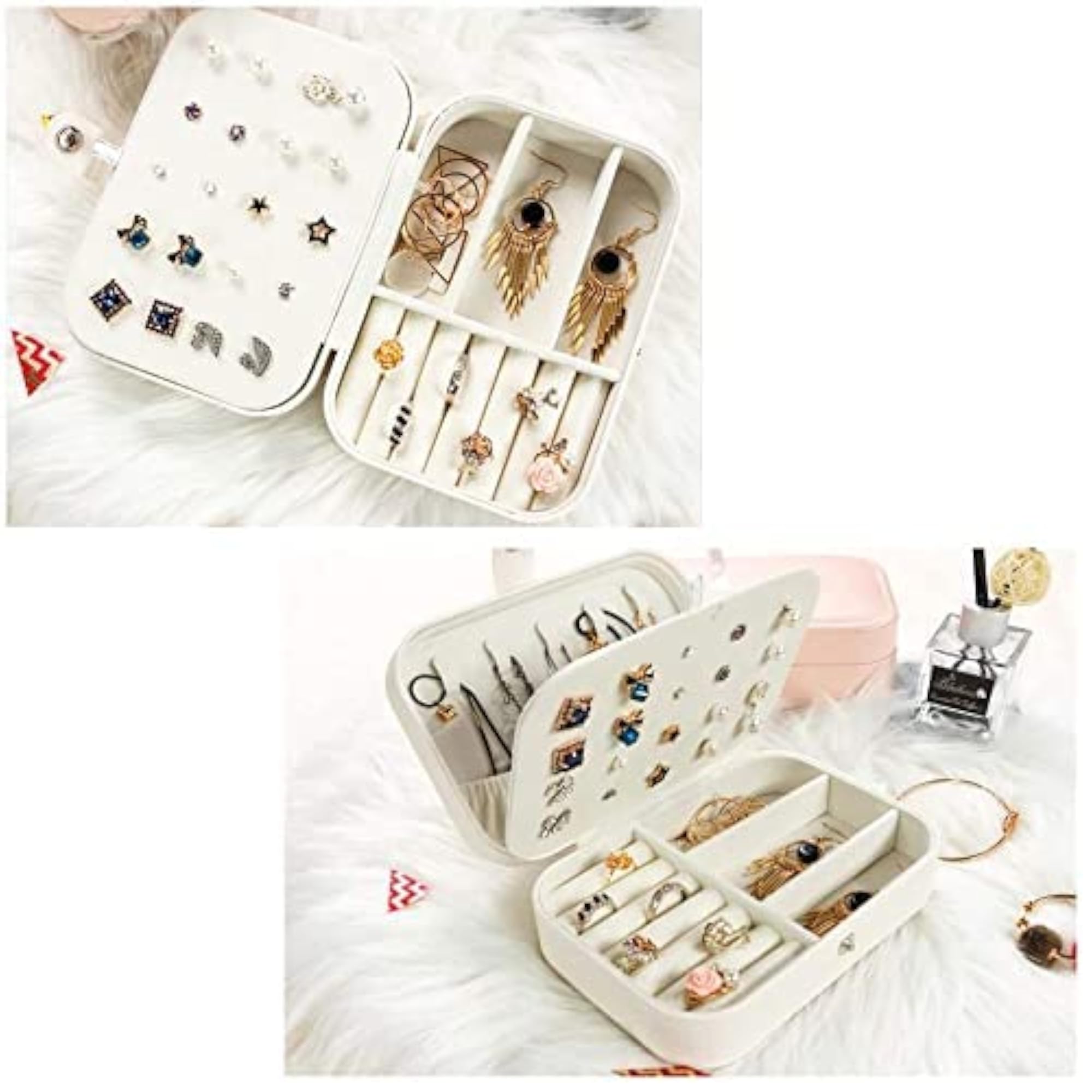 Leather Mini Travel Jewelry Case, Portable Organizer Box