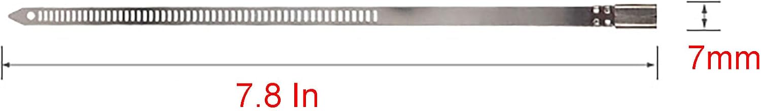 304 Stainless Steel Zip Tie, 100 Pcs 7.8 Inch Silver Zip Ties Non Rusting and Long-lasting for Daily Fastening (M)