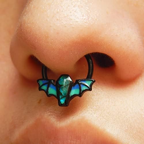 Melighting Septum Rings 16G Halloween Bat Septum Jewelry Surgical Steel 316L Black Red Coffin Daith Earrings Helix Piercing Cartilage Earrings Tragus Piercing for Women Men