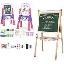 YOHOOLYO Kids Easel High and Plastic Easel Low Kids Toddler Art Gift for Girls and Boys 2 PCS