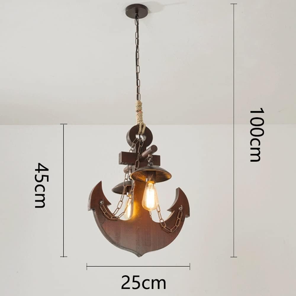 2-Lights Vintage Hanging Lights Fixture Industrial Iron Ceiling Pendant Lighting Solid Wood Droplight for Kitchen Island, Barn, Dining Room, Living Room, Bedroom