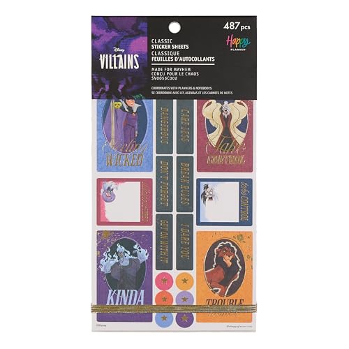 Happy Planner Disney Villains 30-Sticker Set for Planners, Calendars, and Journals, Easy-Peel Stickers, Scrapbook Accessories, Made for Mayhem, 30 Sheets, 487 Stickers Total