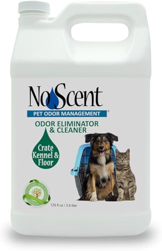 Image of No Scent Crate Kennel & Floor Cleaner for Dog Run, Cat Carrier, Hard Surface Pet Odor & Stain Management (128 Fl Oz / 3.8 Liter) Gallon