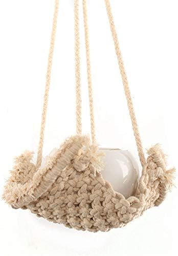 マクラメプラントハンガー 2個セット 編み込み棚付き 壁掛けプランターバスケット 屋内屋外用 フラワーポット プラントホルダー ウォ