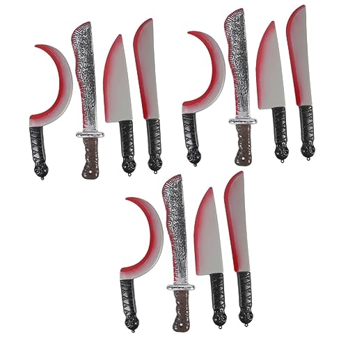 Yardwe 12 pièces Couteaux Halloween Sanglants Plastique Accessoires Cosplay Ensanglantés pour Décoration Fête et Carnaval Faux Couteaux Réalistes et pour Extérieur et Déguisement