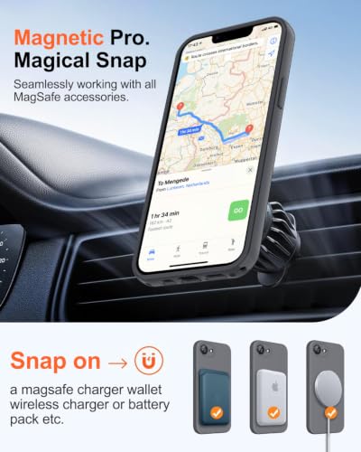 Image of Magnetic for iPhone 17e Case /iPhone 16e Case,Shockproof Matte Case,Grey | with Screen Protector,Compatible with MagSafe,Military Grade Drop Protection,Full Camera Protection,Non-Slip Design Cover