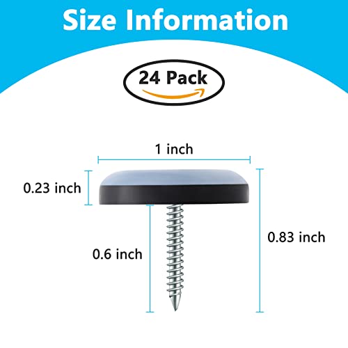 24 Pack Screw On Chair Gliders (1 Inch Diameter), Ptfe (Teflon) Furniture Leg Slides, Chair Glides For Hardwood Floor, Carpet, 1'' Floor Protector, Furniture Leg Moving Pads(25Mm) #TOP1