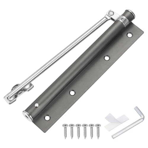 Cierrapuertas automático de acero inoxidable uxcell gris regulable para puerta de 195 mm 2
