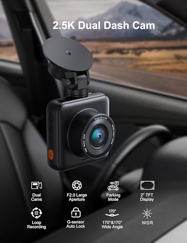 Image of iZEEKER 1440P Dash Cam Front and Rear with FREE SD Card, 2.5K QHD Car Camera Dashboard, Dual Dashcam for cars with Night Vision, WDR, Loop Recording, G-sensor, 24 /7 Parking Monitoring Supports