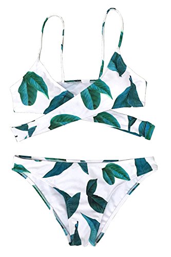 Cupshe Women's Bikini Swimsuit Tie Low Rise Two Piece Bathing Suit Leaves #TOP3