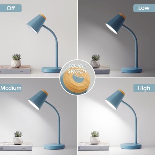 Image of EJIAXIN Desk Lamps for Home Office - Small LED Desk Lamp Touch Dimmable Reading Light for College Dorm Room - Adjustable Flexible Gooseneck Table Lamp for Bedside Bedroom Nightstand Blue