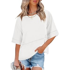 ANRABESS Women T-Shirts 2026 Fashion Half Sleeve Loose Fit Top Trendy Cute Flowy Tee Shirts Summer Casual Outfits