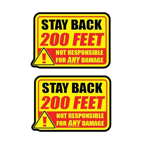 2Pack Stay Back 200 Feet Warning Decal Self Adhesive Tow Truck Caution Safety Sign Sticker