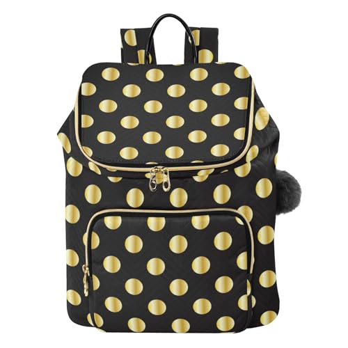 Sac de voyage doré à pois noirs grand format tendance avec pompon chic
