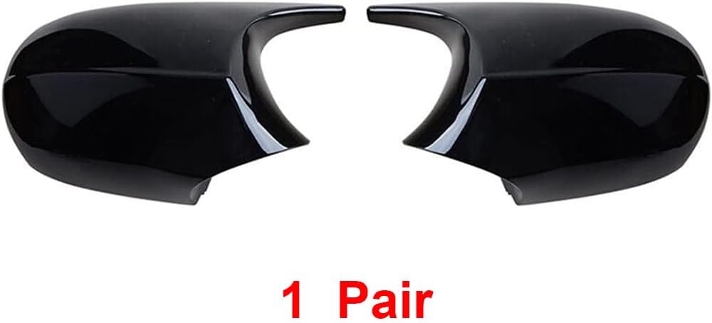 Mirror Cap Covers Cow Horn Style Compatible with BMW E90 E91 08-11,E92 E93 2010-2013, E87 2008-2011,E81 2010-2012,E82 E88 2010-2013 Direct Replacement Side Mirror Cover (Gloss Black)