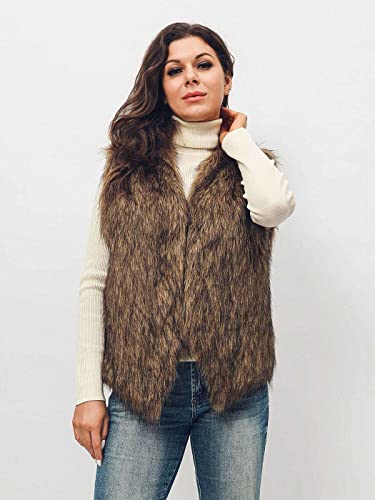 Edary Women’s Faux Fur Vest Autumn And Winter Waistcoat Fur Sleeveless Vest Jacket For Women(Brown,Xl) Mj003 #TOP2