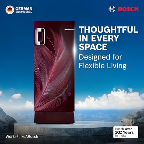 Image of Bosch 207 L, 4 star, Direct-Cool Single Door Refrigerator | 18 Hrs Cooling Retention | 2.5X Faster Cooling | Spacious Multi Box | XL Dry Storage | SuperFreeze (2026 model, CST20W34VI, Feather Wine)