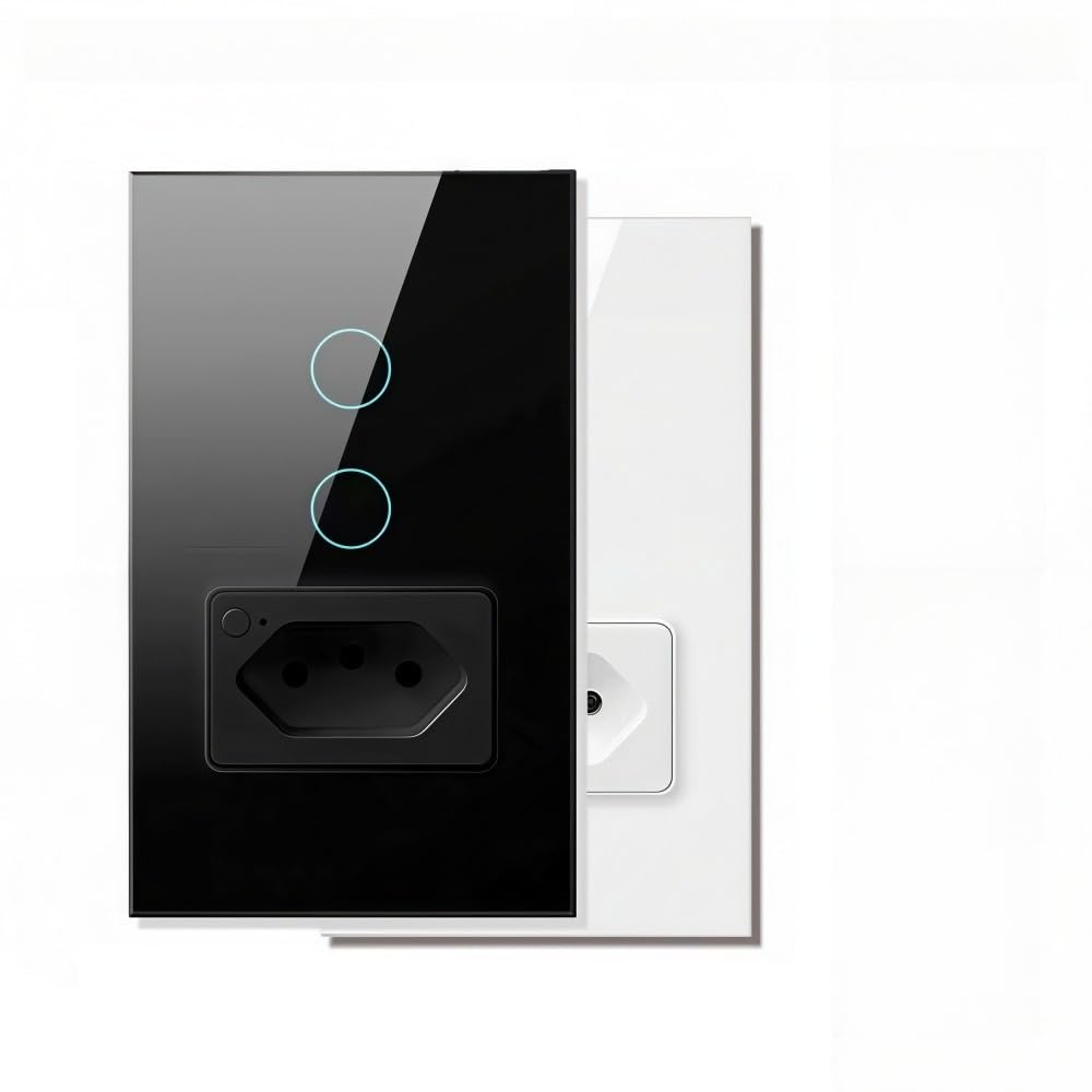 Interruptor Inteligente Tomada Wifi Smart Controle Remoto E Voz(2 Botão,Preto)