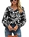 WANGZHI Blouse for Women Floral Boho Top Lightweight V Neck Long Ball Sleeve Shirt Fall 2025 Dressy Casual Hoilday Top