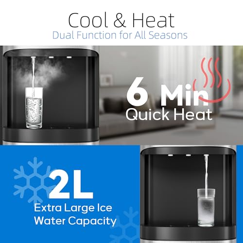 Image of Manastin Bottom Loading Water Cooler Dispenser for 3-5 Gallon Bottles, 3 Temperature - Hot, Cold & Room Water with Child Lock, Ideal Design for Home & Office, Satin Silver