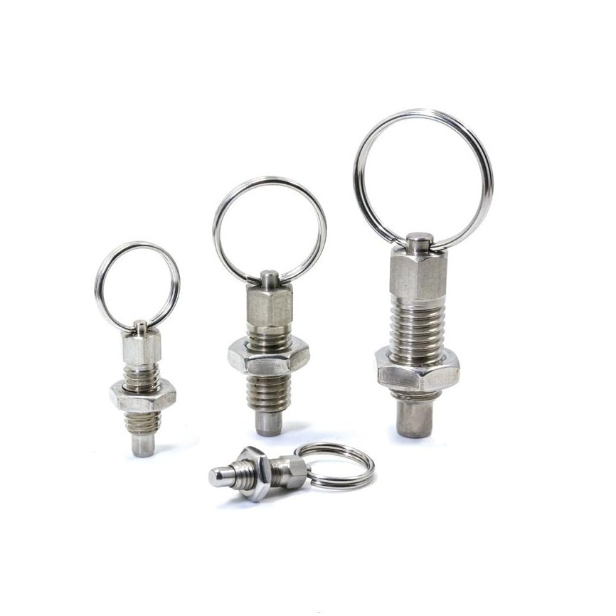 Generic Stainless Steel M8*1.25*5 Non Locking Type Retractable Pull Spring Plunger with Lift Ring Indexing Plunger Pins - (Diameter: M8)