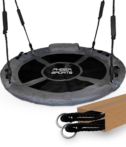 PHIBER-SPORTS Columpio nido para exteriores para niños, diámetro de 100 cm, con cojín, asas de sujeción y altura ajustable, resistente a la intemperie y duradero, columpio de red, nido, columpio