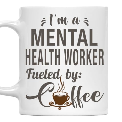 MONIZILUCKY I'm a Mental Health Worker Mug, Fueled by Coffee Cup Gift