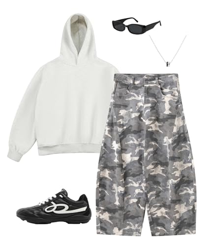 Unisex Vintage Camo Barrel-Leg Jeans Wide Leg Denim Pants Military Cargo Style Loose Streetwear Trousers4