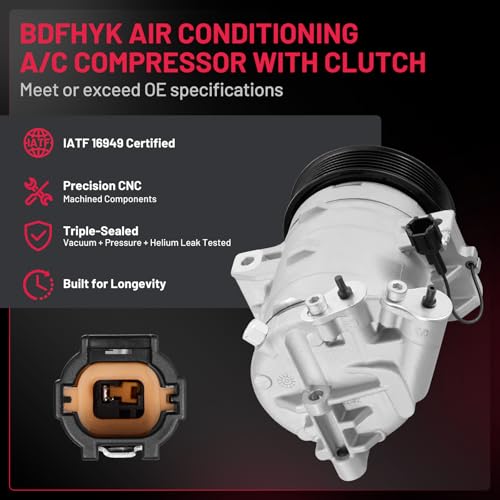 BDFHYK 58410 Air Conditioning A/C Compressor with Clutch Compatible with Nissan NV1500 2012-2021, NV2500 2012-2021, NV3500 2012-2021, Pathfinder 2005-2012, V6 4.0L