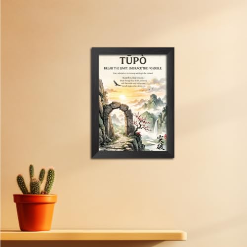 Image of TenorArts Chinese Philosophical Quotes Photo Frame Painting, Tupo Poster Framed Wall Hanging Decor Paintings For Bedroom Living Room Home and Cafe, Minimal Drawing Framed Posters for Decorations (9x12 inches)