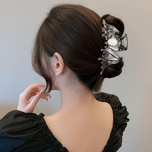 Newspied Halloween Hair Clips 1Pcs Black Metal Bat Hair Clip With Gems Designs Large Hair Claw Clip Gothic Halloween Hair Accessories For Hair Styling Women Girls Halloween Cosplay Party Decorations thumb #2