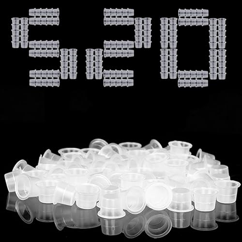 FYHJTRT 520PCS Tattoo Ink Caps Cups,White Plastic Pigment Cups for Microblading & Tattoo Kits