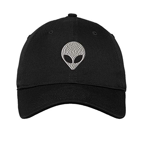 Speedy Pros Soft Baseball Cap Silver Alien Face Embroidery Fantasy Other Twill Cotton Dad Hats for Men & Women Buckle Closure Black Design Only