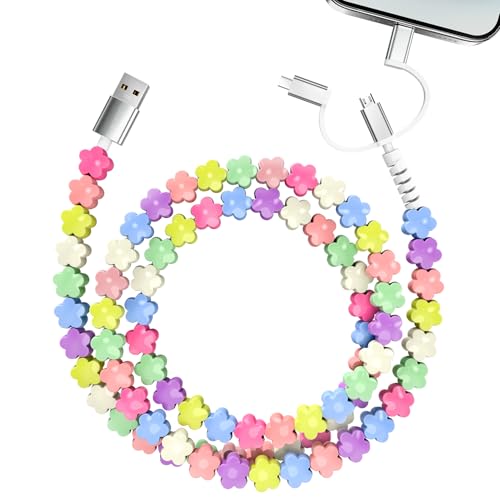 ATESSON USB C Cable 3 in 1 Multi Beaded Phone Charger 60W Fast Charging Cord with Type C iOS Micro USB Port for iPhone 17 16 15 14 13 12 Pro Max and Android Cute Multi Charging Cable for Women Girls