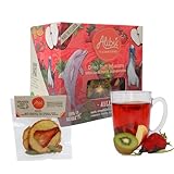 Alibú Dried Fruit Tea Infusions - Alegria - Strawberry, Apple, Kiwi, Hibiscus – Certified Vegan, 100% Natural, Hot or Iced, Caffeine Free, Eat or Drink - Box of 2.12 oz