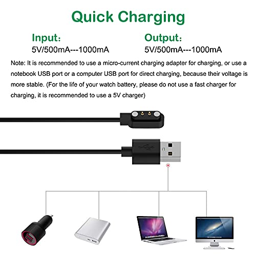 Aggdsh (2 Pack) Magnetic Charger Compatible With Agptek Lw11 Smartwatch Charging 3.3 Ft 100Cm Accessories Charger (2) #TOP3