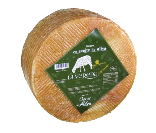 QUESOS LA ALDEA Queso Artesano de Oveja y Cabra Curado en Aceite de Oliva 3 kg | Queso Curado Gourmet, pieza de calidad artesanal para Cestas Gourmet, Packs Regalo y Hostelería